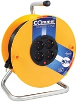 Макара жълта 50м IP20 H05VV-F 3G1.5mm2 термична защита 4 шуко Commel