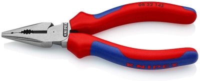 Комбинирани клещи с остър връх, синьо-червена ръкохватка 145мм, Knipex