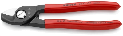 Ножици за рязане на кабел до 50мм2, червена ръкохватка 165мм, Knipex